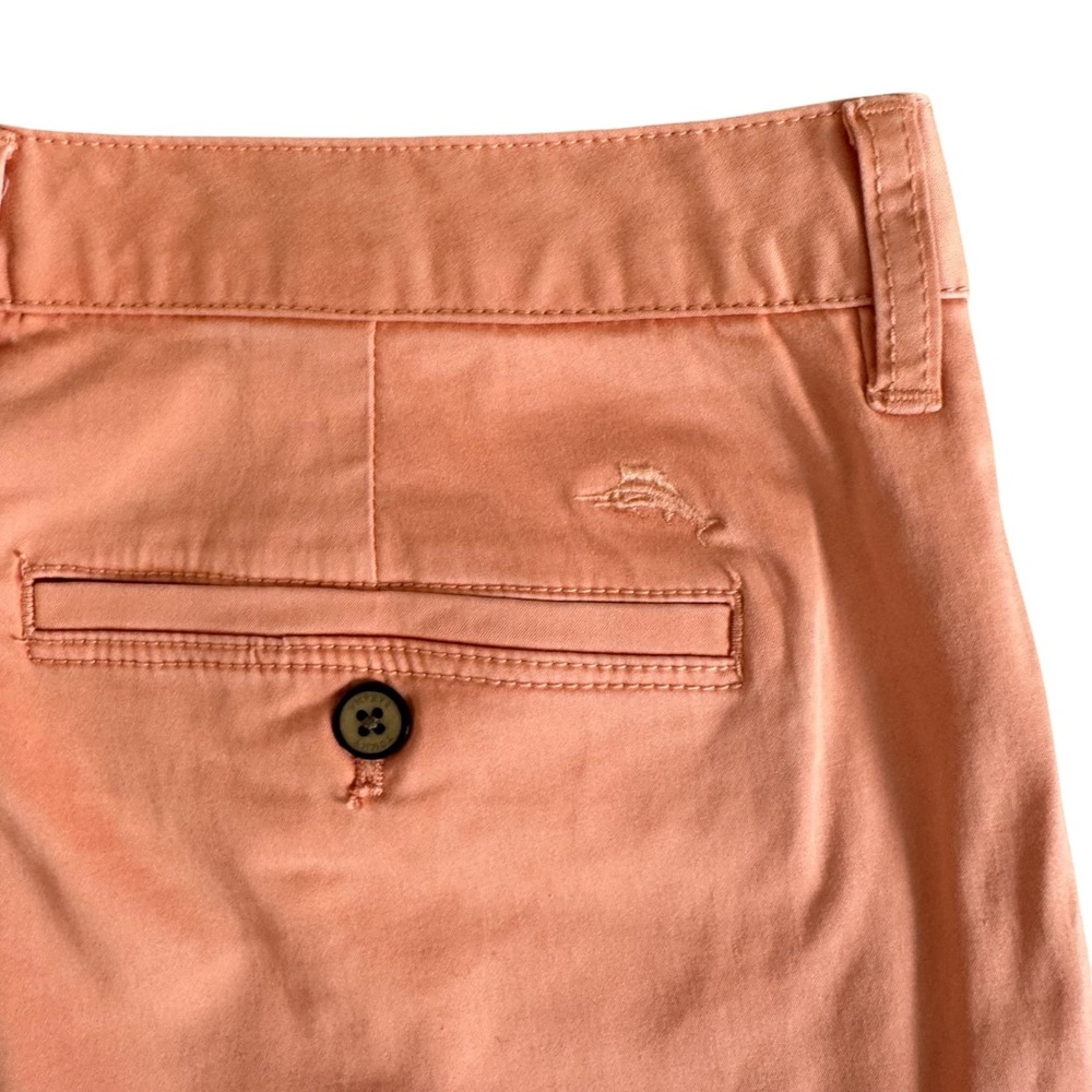 Tommy Bahama 36x9.5 Coral Orange Cotton Blend Flat Front Stretch Men's Shorts - Picture 3 of 9